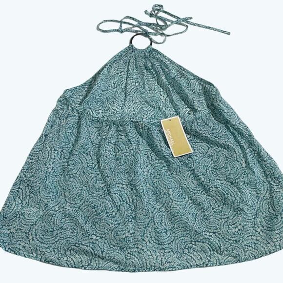 Michael Kors Halter Top Shibori Printed Turquoise Large Petite - Picture 5 of 11